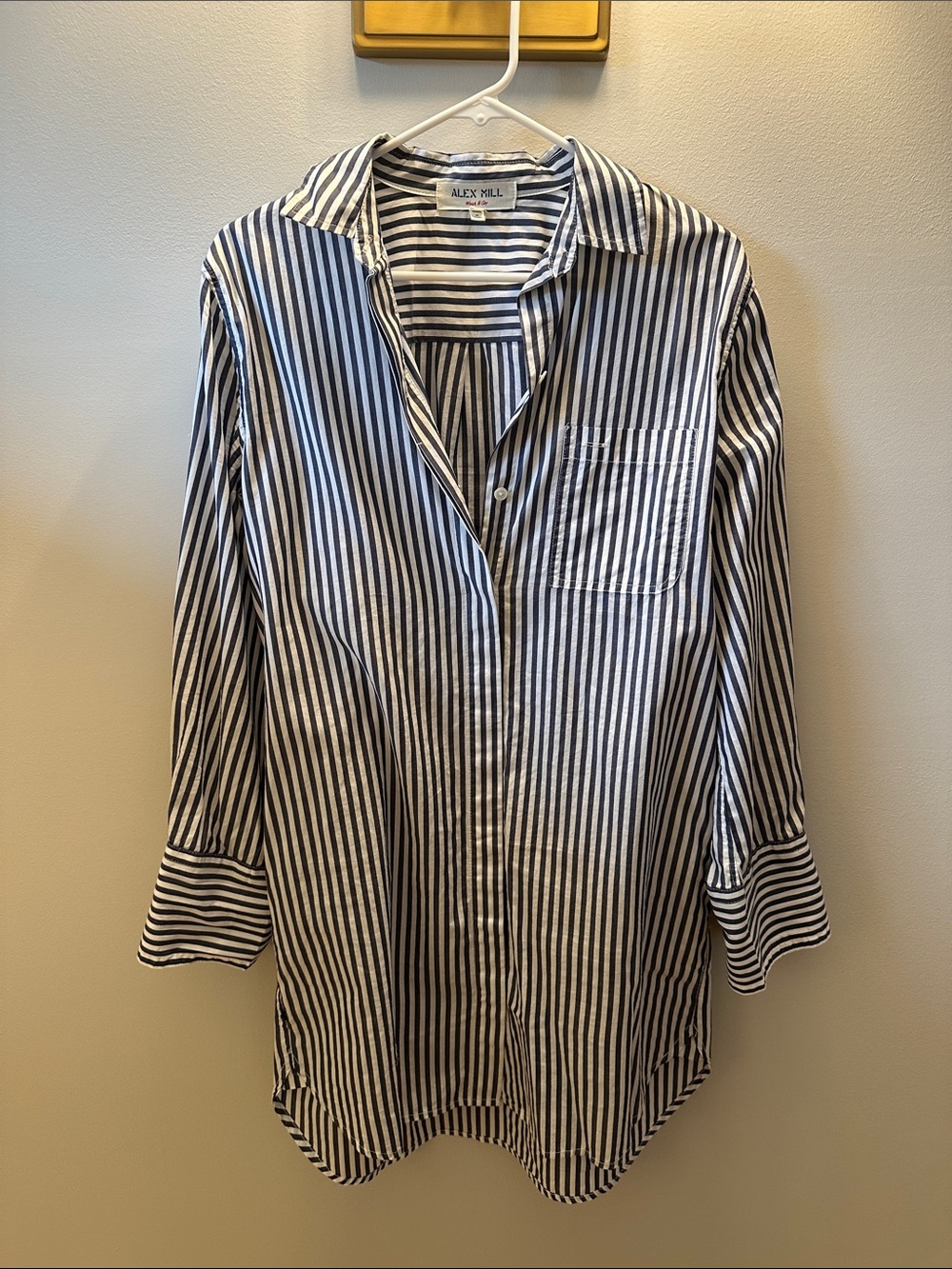 Alex Mill Navy & White Vertical Stripe Button-Down Shirt Dress